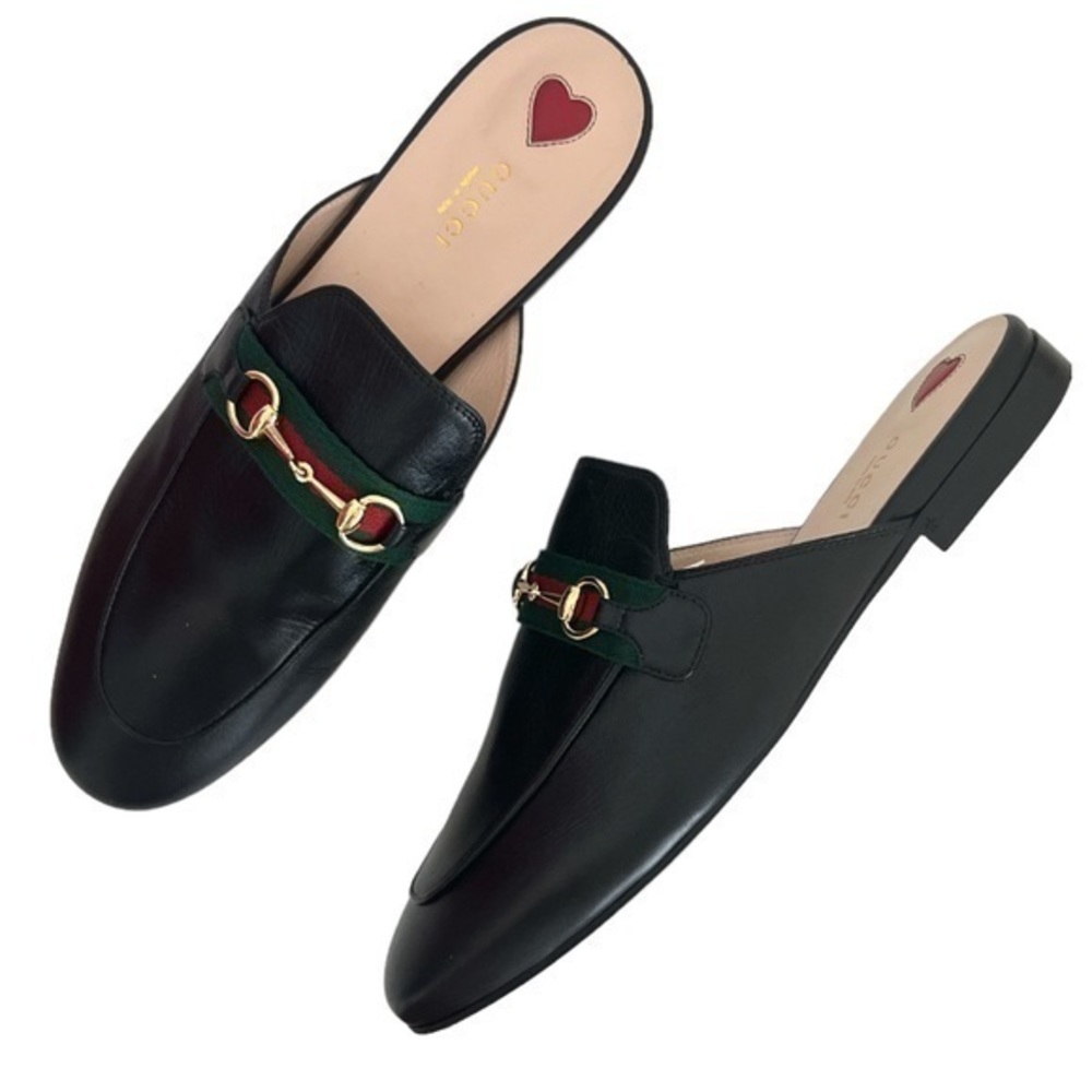 GUCCI Princetown Black Leather Mules with Web
Size 42 NWOB